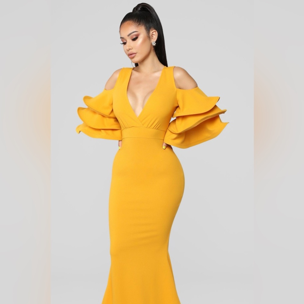Love Is In The Air Dress- Mustard Color